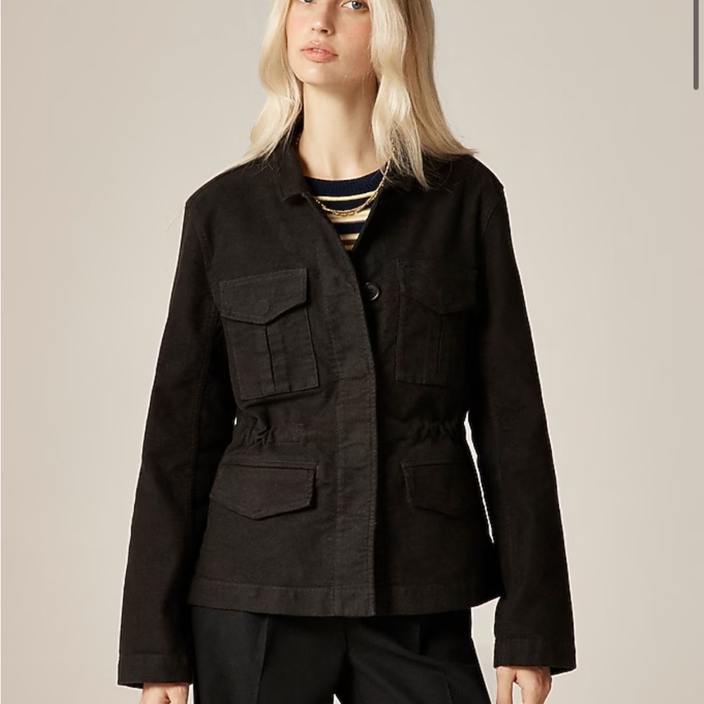 NEW J. Crew Utility chore jacket in black brushed chino CN062 $198 size 4